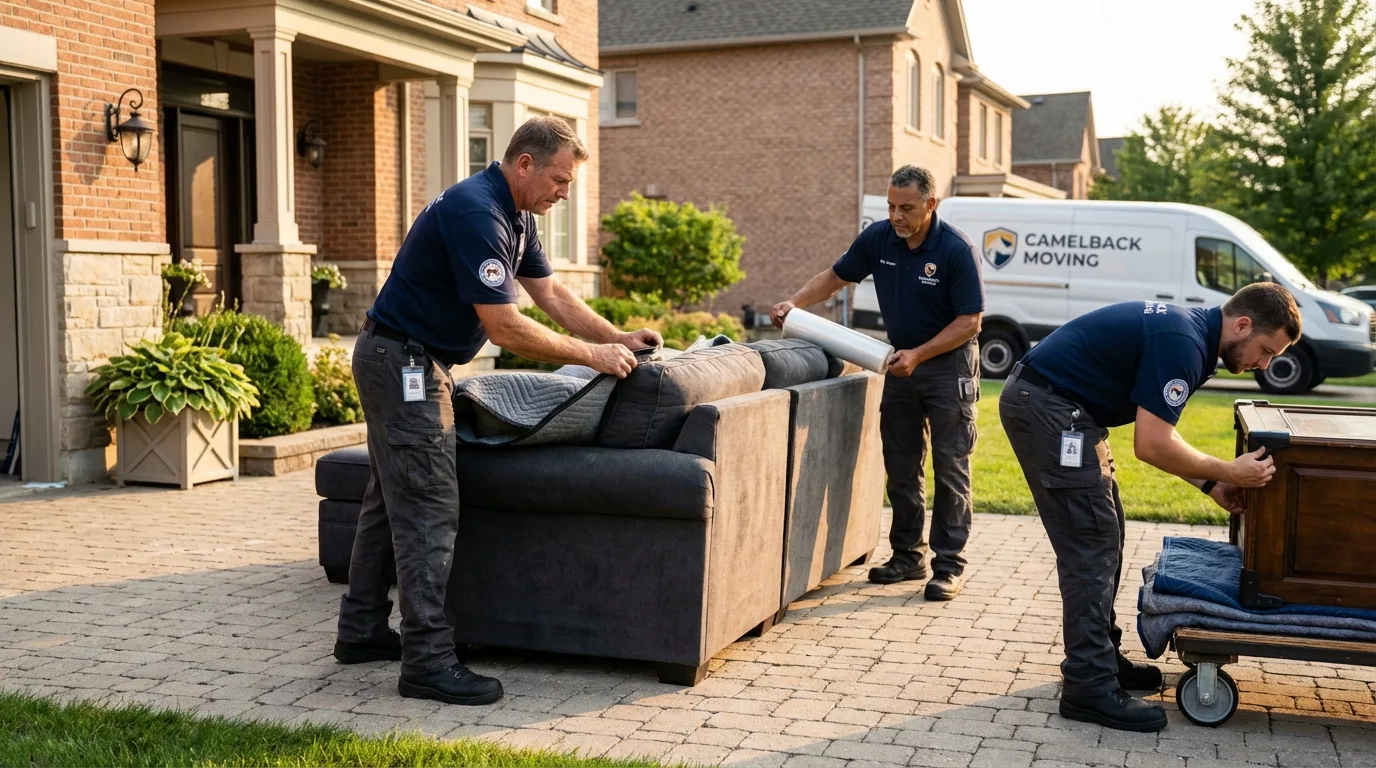 Large estate moving crew wrapping furniture in Salisbury, NH